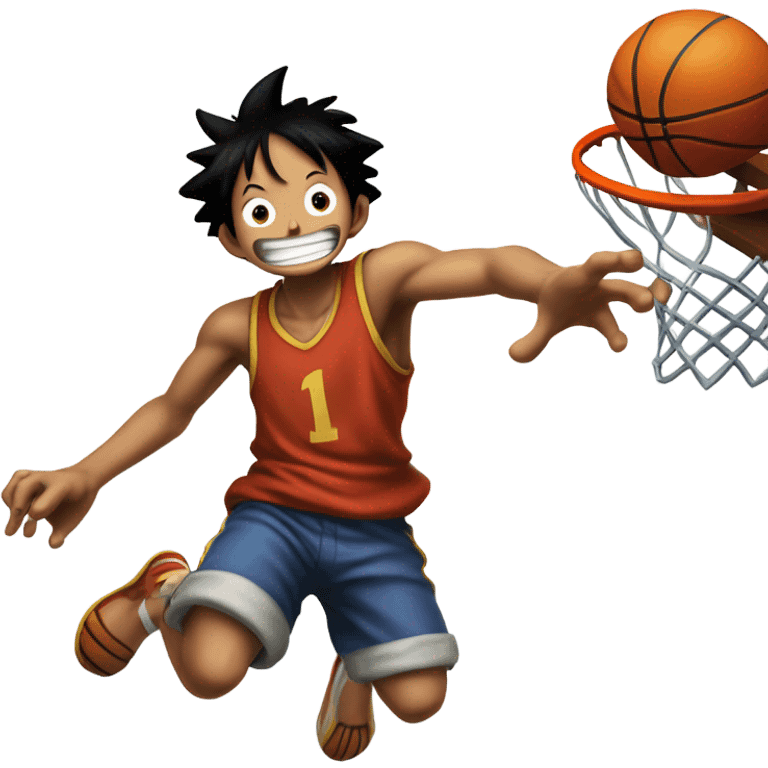 Luffy dunking a basketball emoji