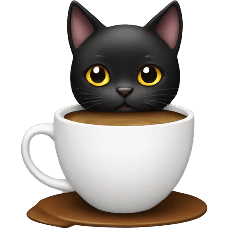 Black cat with coffee emoji