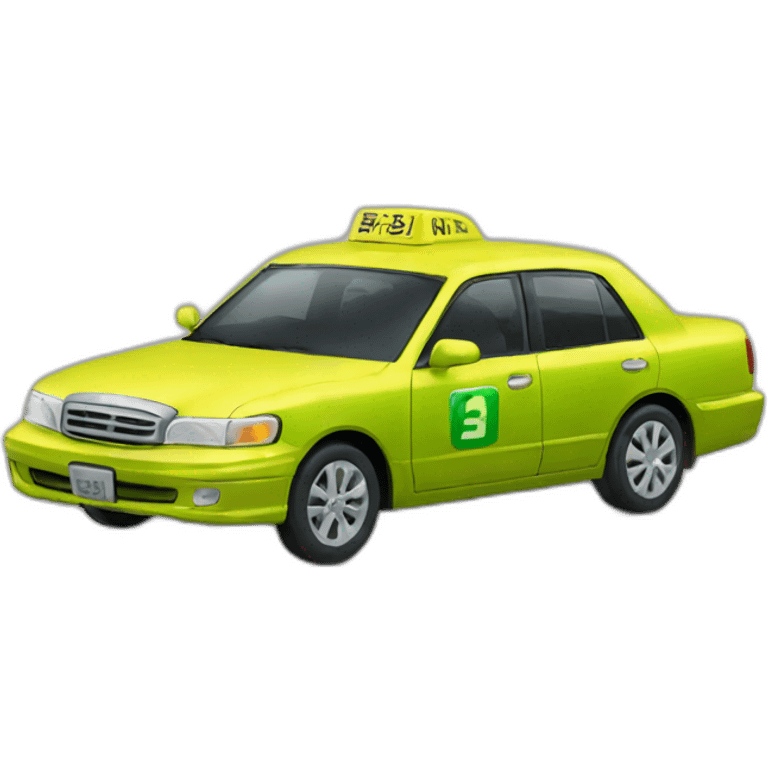 Japanese green yellow sedan taxi  emoji