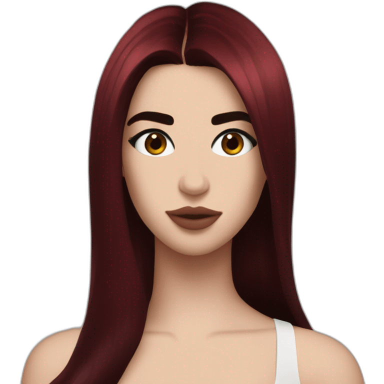 Dua Lipa with dark red hair emoji