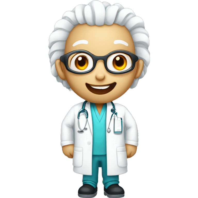 Humanoid ram in a labcoat smiling  emoji