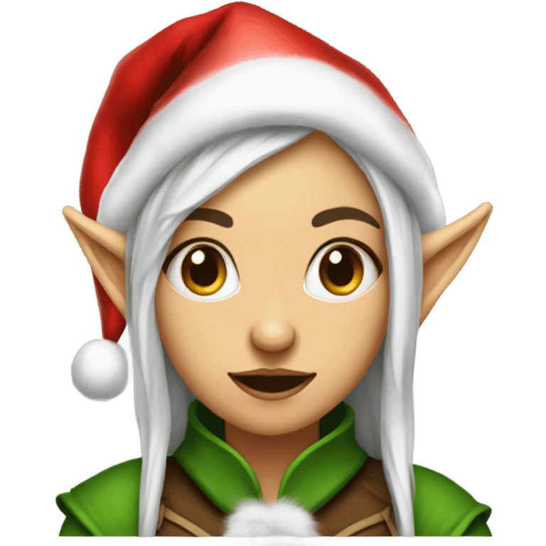 rogue female elf fantasy wearing santa hat emoji