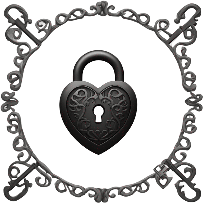 black heart-shaped lock and key emoji