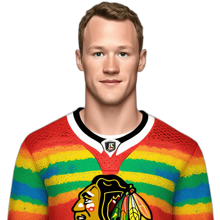 Jonathan Toews wearing rainbow lace shirt emoji