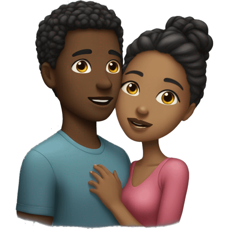 Couple kissing black girl and light skin man emoji