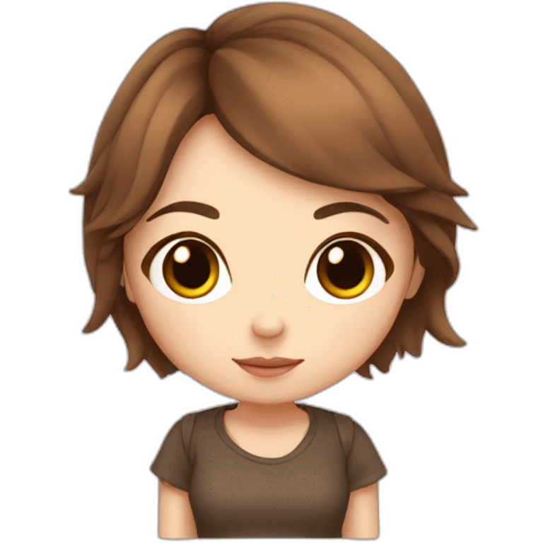 chibi cartoon girl with brown hair emoji