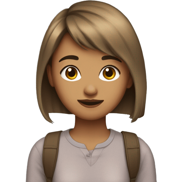 a malaysian-indian teenage girl with short hair and light brown highlings and bangs emoji