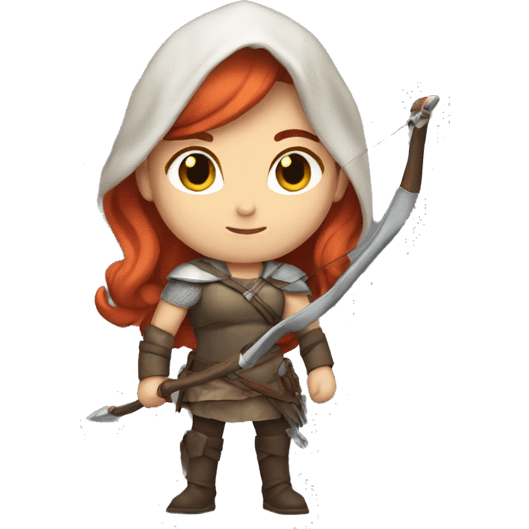 RPG, skin light, red hair, woman, archer emoji