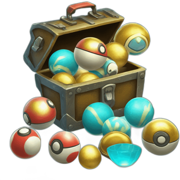 Pokemon Game LootCase Color Cyan Rich Treasure Legendary Epic Pokeballs Pokemons and Pokemon Items Inside this have Shiny Glow emoji