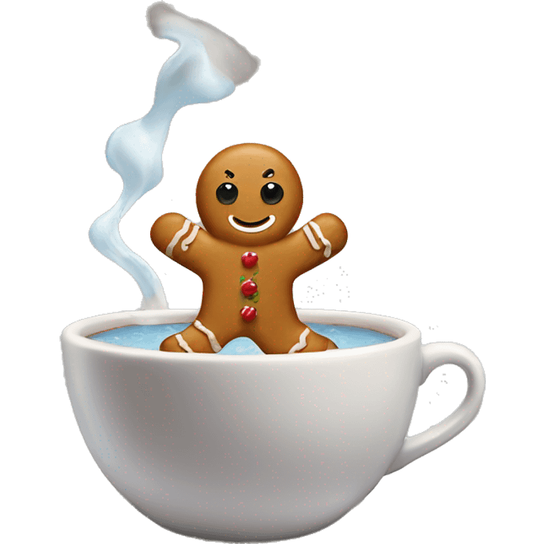 gingerbread man bathing in coffee emoji