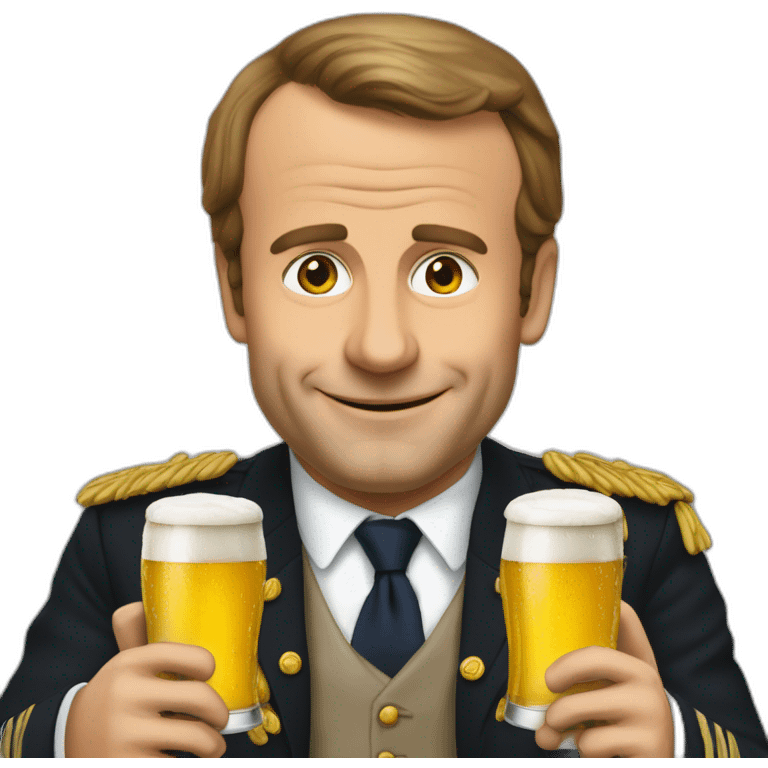 Macron buvant une bière  emoji