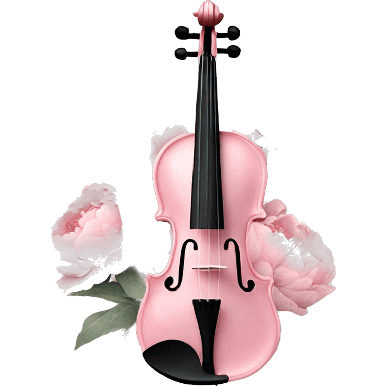 soft pastel pink violin with peonies and glitter emoji