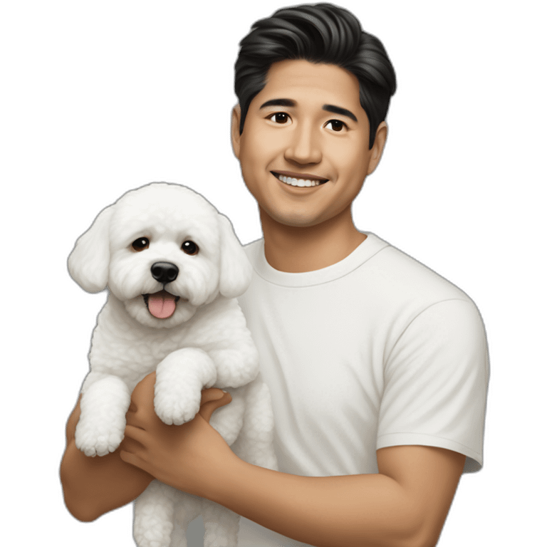 Ricardo Hoyos with bichon maltes  emoji