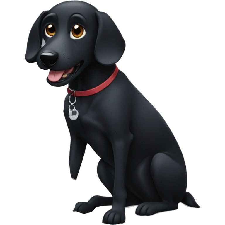 Black dog with a computer  emoji