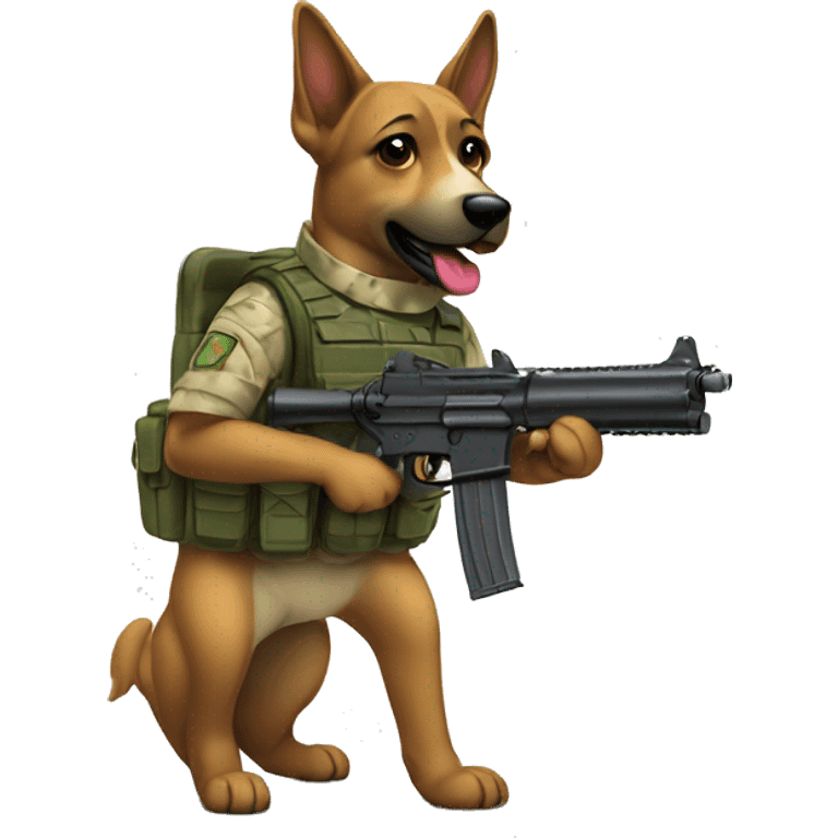 army dog with gun emoji