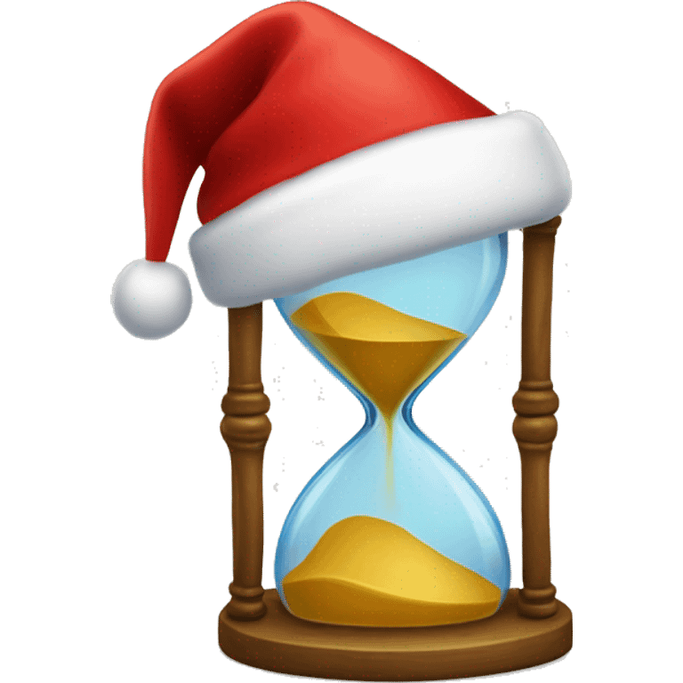 an hourglass in a red Santa Claus hat emoji