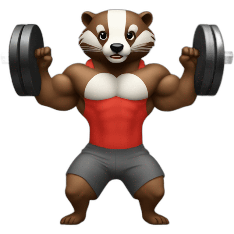 badger with muscles lifting weights emoji