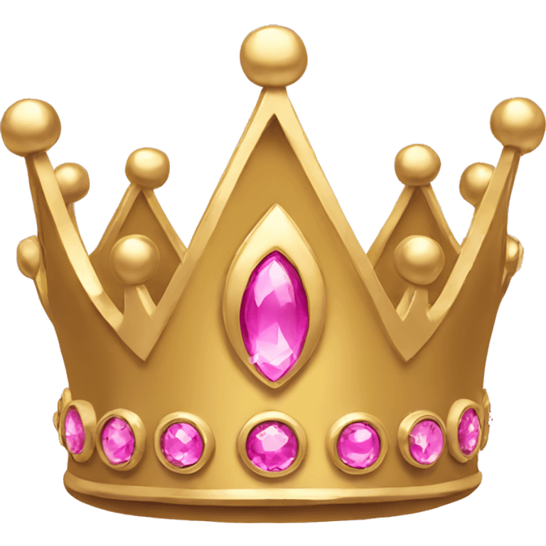 Simple gold queen crown with pink jewels emoji