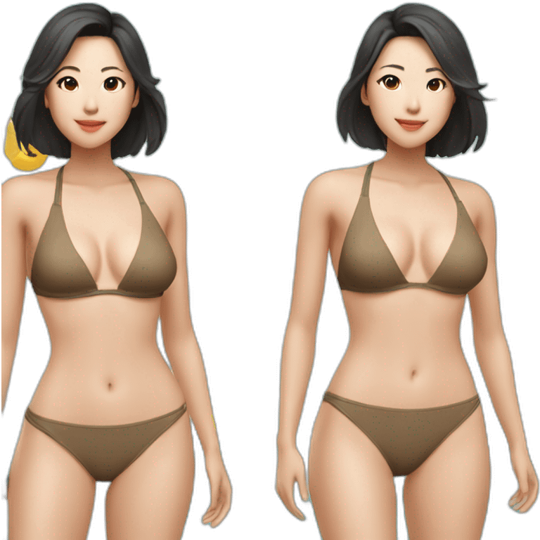 Sexy soft-fit wasian woman bikini (beach body) soft face emoji