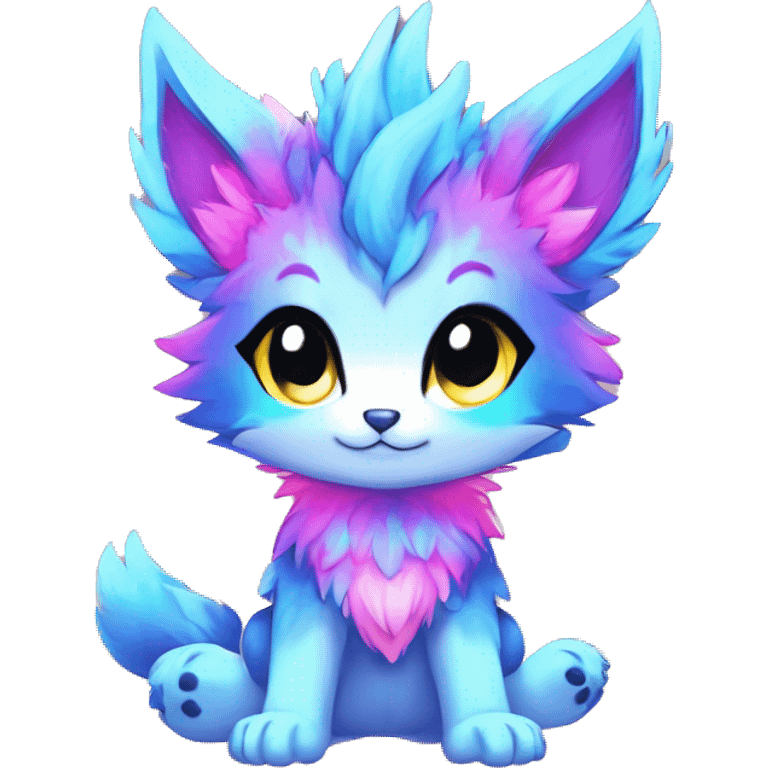 Anthro Fluffy Cool Cute Magical Elemental Shiny Colorful Neon Vibrant Colors Sparkle Kemono-style Chibi Fantasy-Animal-Fakémon-Pokémon-Hybrid Fur Sona Aesthetic Full Body emoji