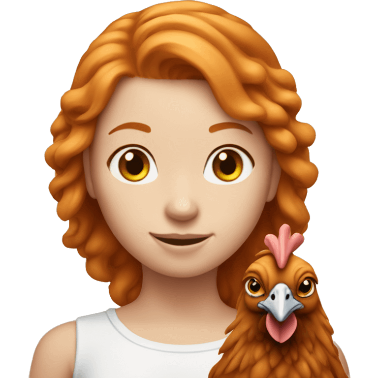 Ginger girl with a brahma hen emoji