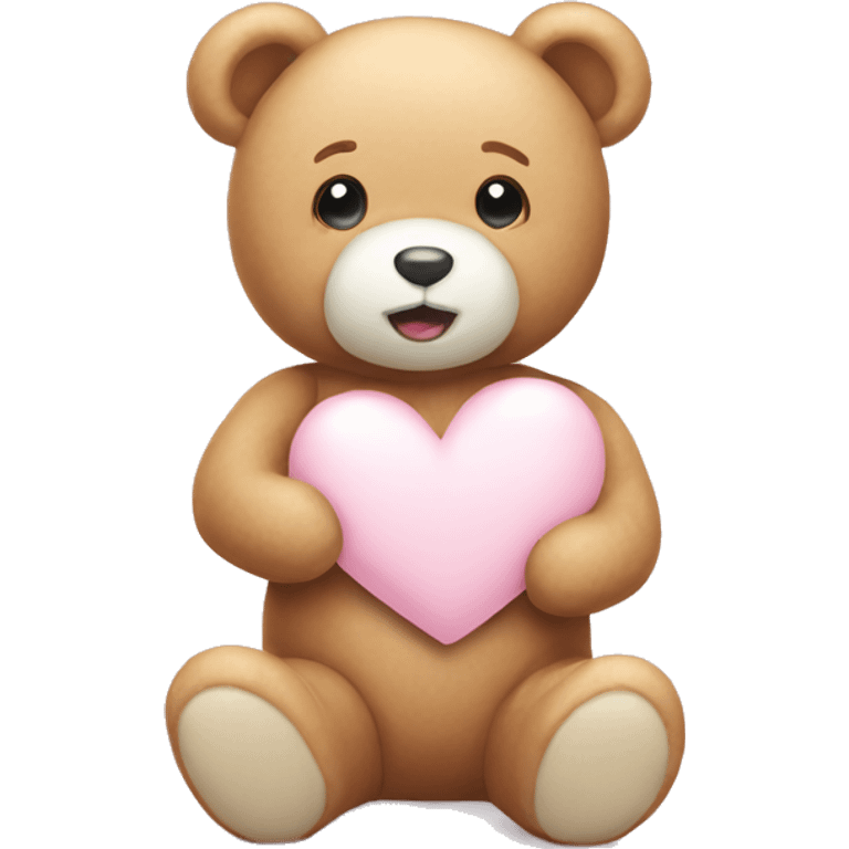 Light pink teddy bear with white heart emoji