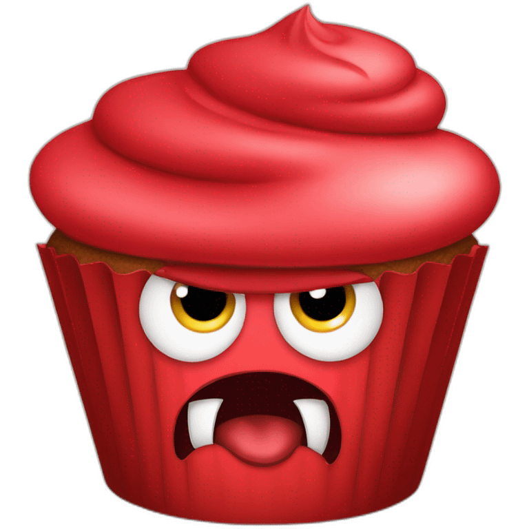 Angry red cupcake emoji