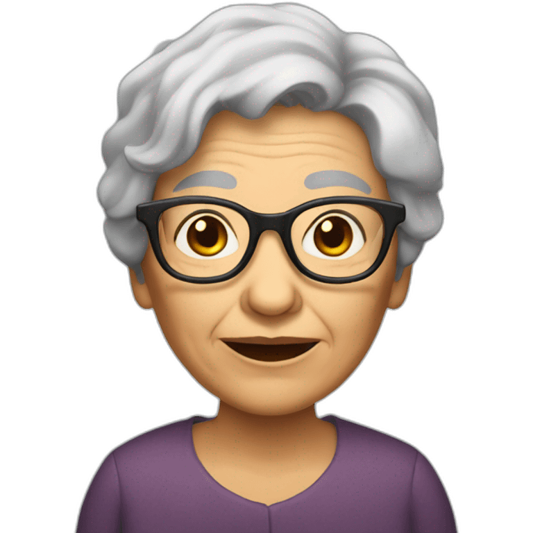 Old woman With black hair, wrinkles glasses emoji