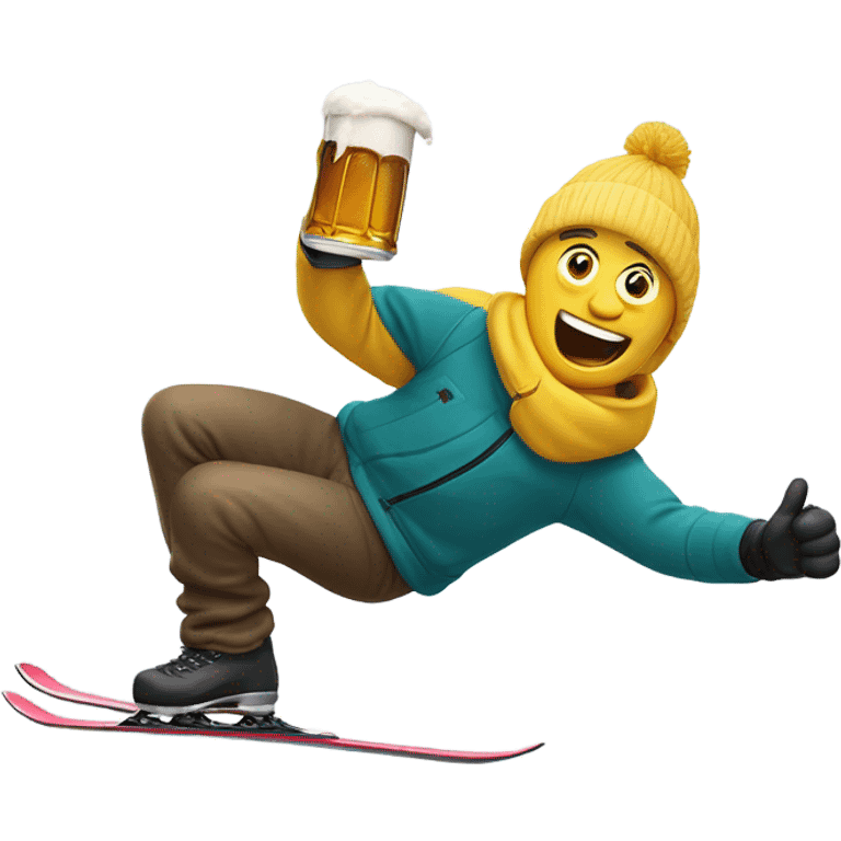 Crazy skier deleting beer  emoji