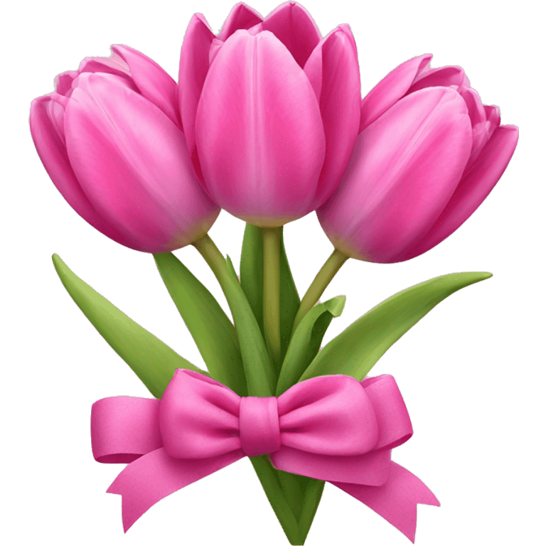 Pink tulips with a bow emoji