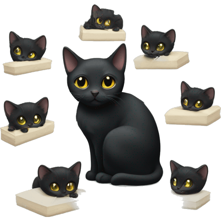 Black cat and kittens attending funeral emoji