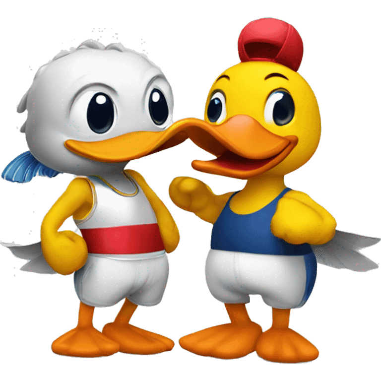 boxing duck and fish emoji