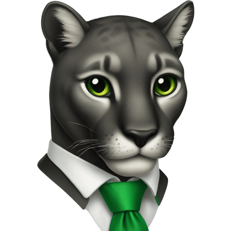 black puma with green tie emoji