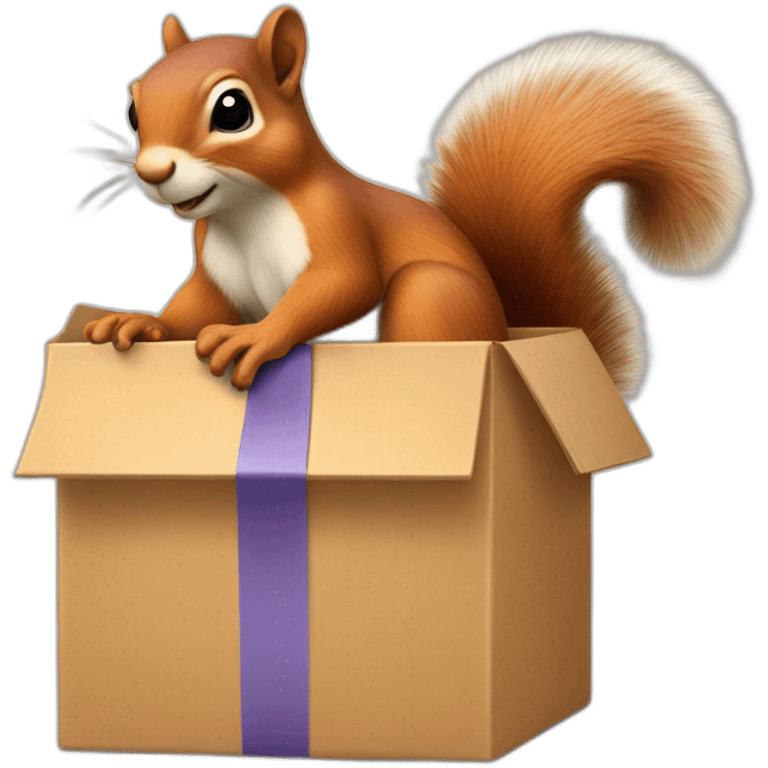 a squirrel holds a box with a ribbon in its paws emoji