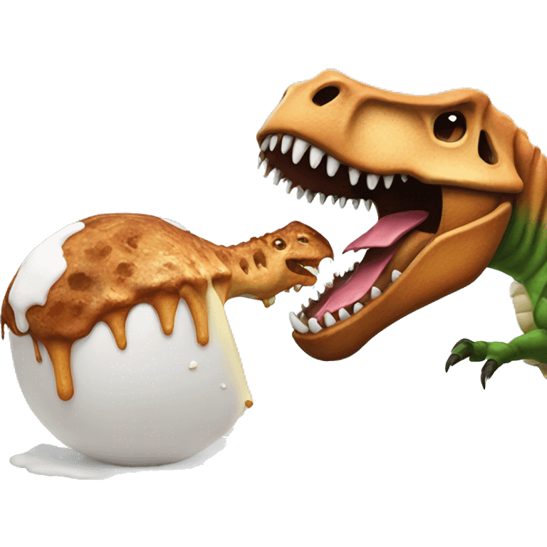 Melting snowman being eaten by a dinosaur  emoji