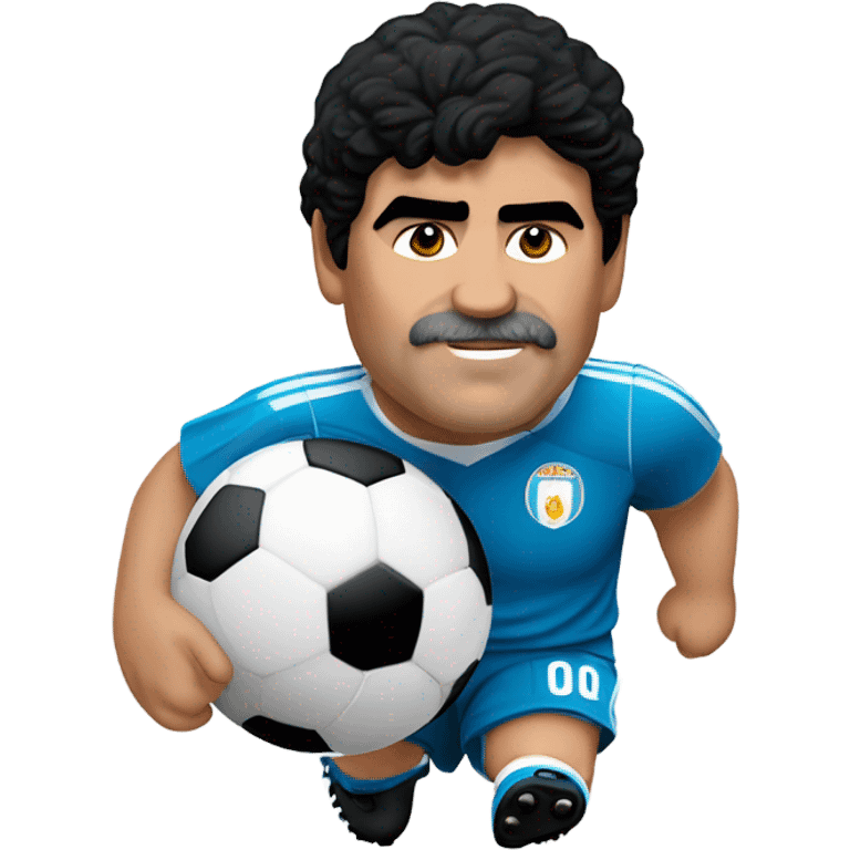 Diego Armando Maradona con una pelota de fútbol  emoji