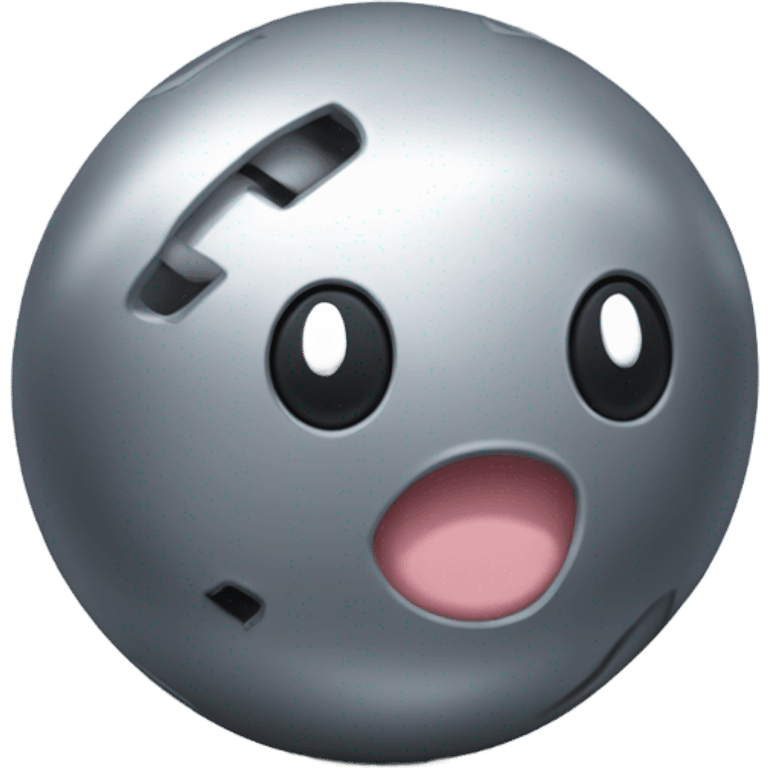 Gray Metal cute Kirby ball driving on 4 car wheels emoji