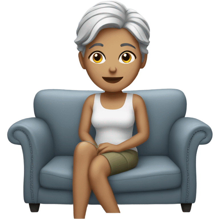 white woman short gray hair relaxing emoji