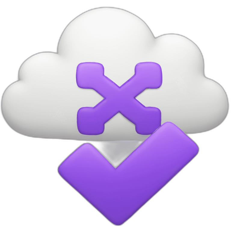 purple checkmark with a cloud emoji