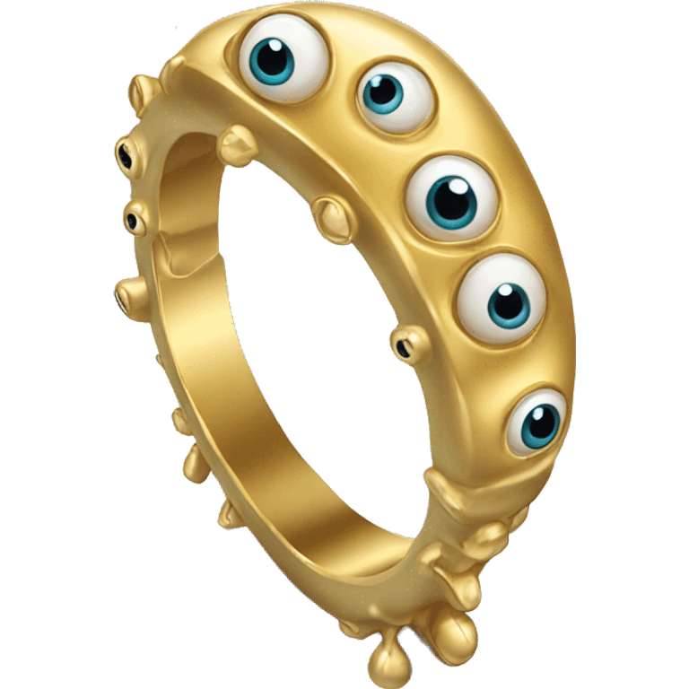 very thin gold ring studded with eyeballs emoji