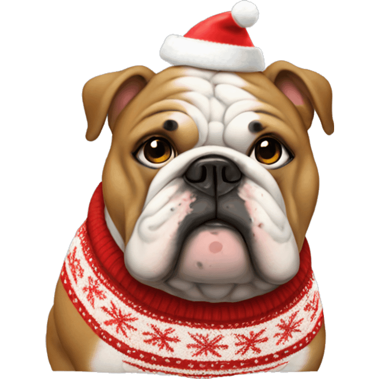 fat bulldog with Christmas sweater emoji