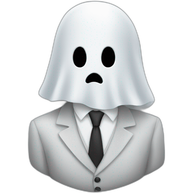 White ghost without face in white shirt and long black tie emoji