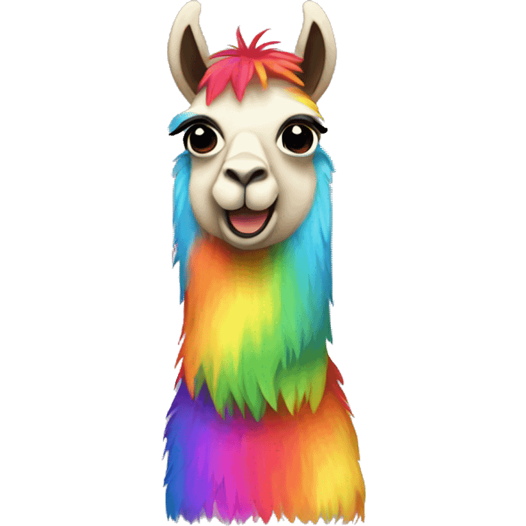 flashing rainbow llama, with head going in cir emoji