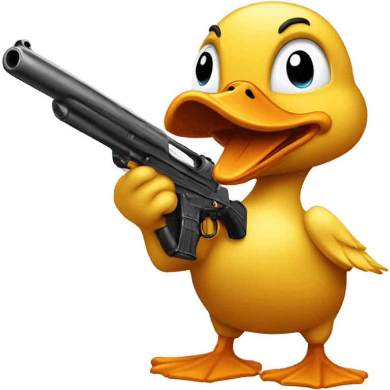 Duck has muscles with a gun emoji