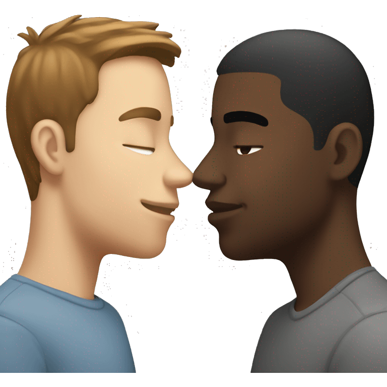 Black guy kissing white guy with brown hair  emoji