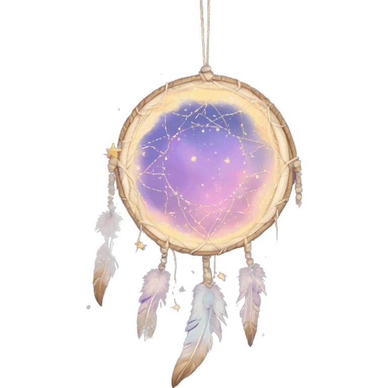 Sparkly moon-and-stars galaxy dreamcatcher emoji