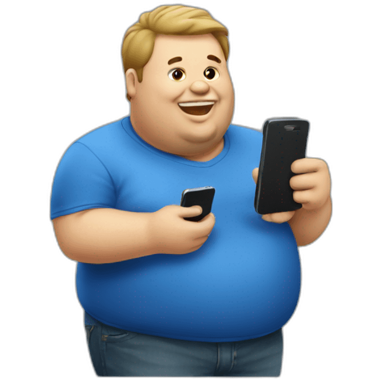 fat guy playing phone emoji