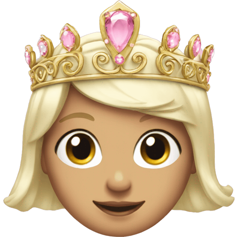 Gold tiara with light pink jewels emoji