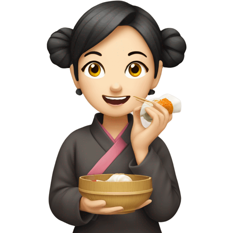 a girl eating dimsum emoji