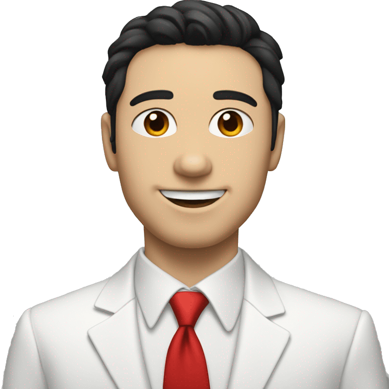 a white guy with black hair with a white suit with a red tie named joe hawley emoji